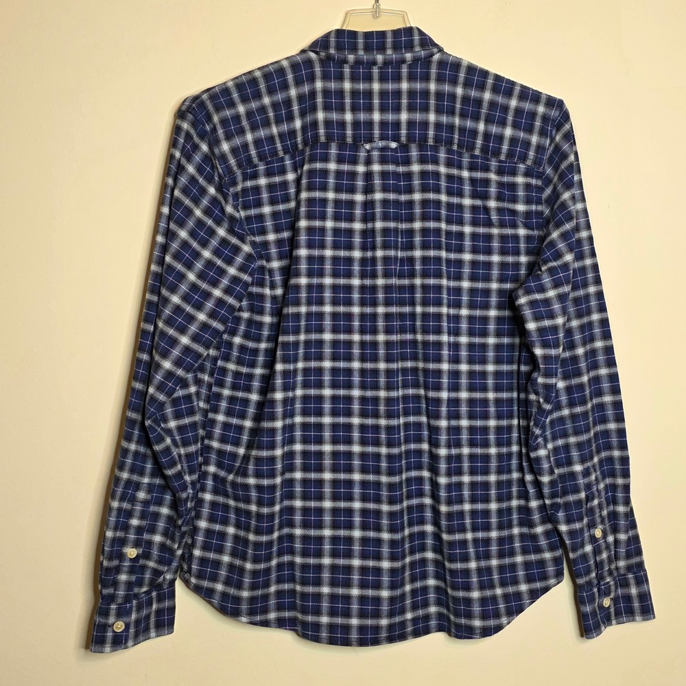 Lucky Brand Mens Large Saturday Stretch Flannel Shirt Long Sleeve Plaid Blue - Picture 3 of 5